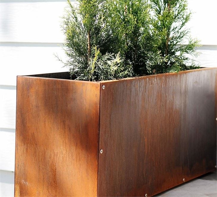 Corten स्टील आयताकार प्लांटर बॉक्स