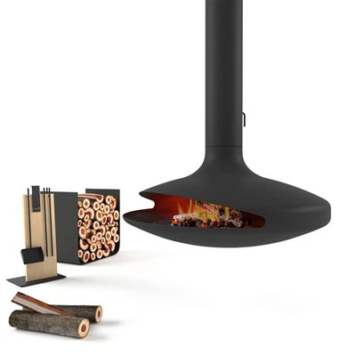 आधुनिक होटल विला हैंगिंग फायरप्लेस